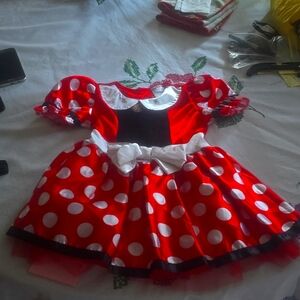 Disney Minnie Mouse Red White Black Costume Dress Child Size